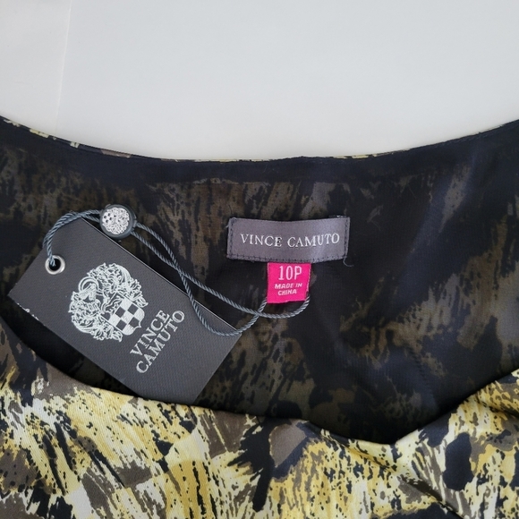 Vince Camuto Dress Faux Wrap Lined Sleeveless Camo With Tie Size 10P - Picture 9 of 10